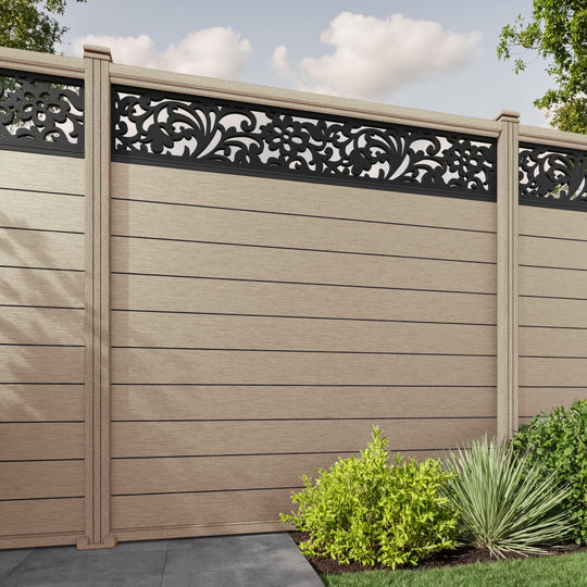 Fusion Eden Fence Panel - Light Oak - with our composite posts