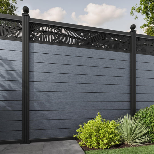 Fusion Feather Fence Panel - Anthracite - with our aluminium posts