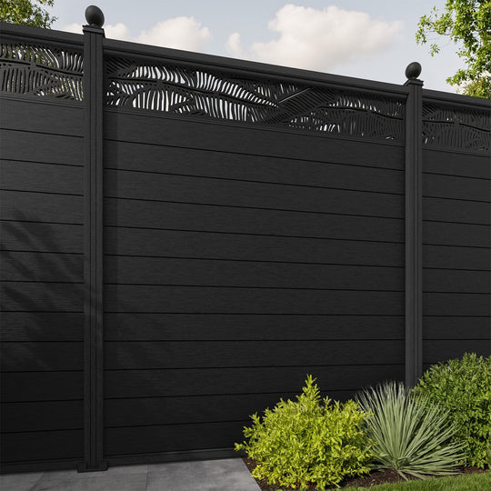 Fusion Feather Fence Panel - Black - with our composite posts