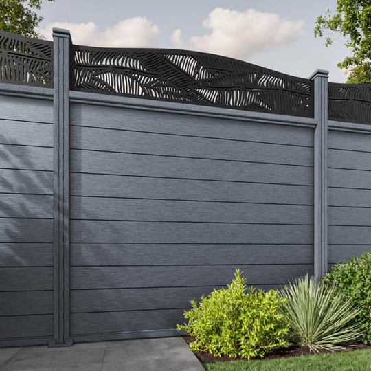 Fusion Feather Curved Top Fence Panel - Anthracite - with our composite posts