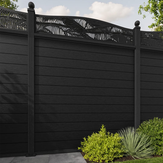 Fusion Feather Curved Top Fence Panel - Black - with our composite posts
