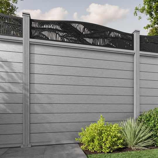 Fusion Feather Curved Top Fence Panel - Light Grey - with our composite posts