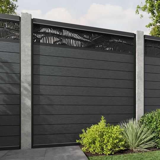 Fusion Feather Fence Panel - Dark Grey - for existing concrete posts