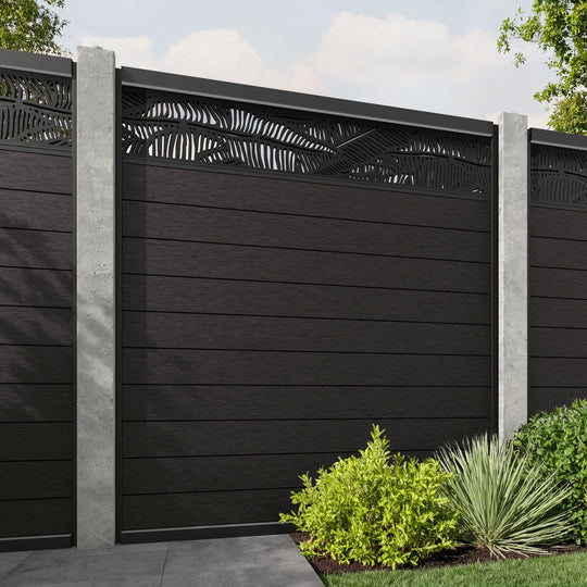 Fusion Feather Fence Panel - Dark Oak - for existing concrete posts