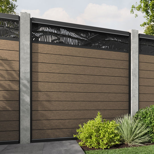 Fusion Feather Fence Panel - Teak - for existing concrete posts