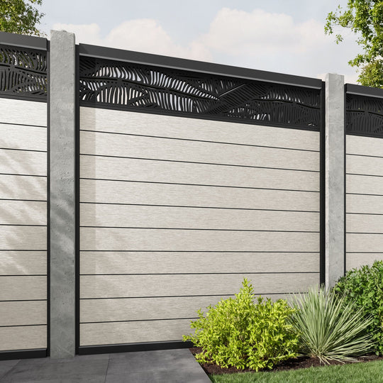 Fusion Feather Fence Panel - Light Stone - for existing concrete posts
