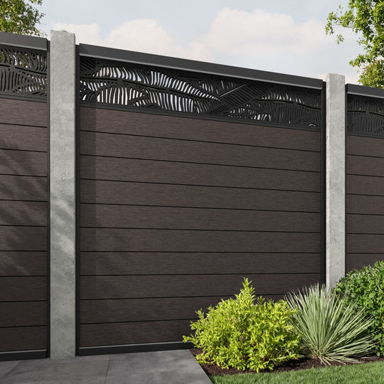 Fusion Feather Fence Panel - Mid Brown - for existing concrete posts