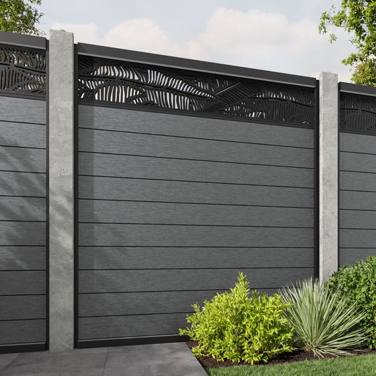 Fusion Feather Fence Panel - Mid Grey - for existing concrete posts