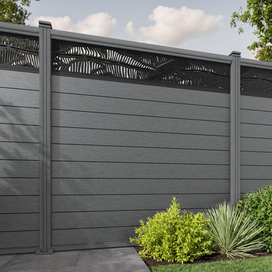 Fusion Feather Fence Panel - Mid Grey - with our composite posts