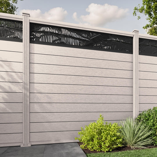 Fusion Feather Fence Panel - Mid Stone - with our composite posts
