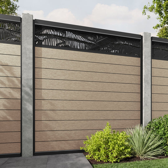 Fusion Feather Fence Panel - Light Oak - for existing concrete posts