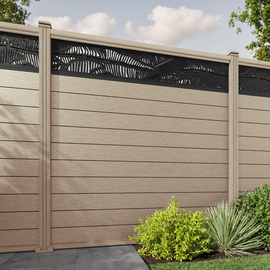 Fusion Feather Fence Panel - Light Oak - with our composite posts