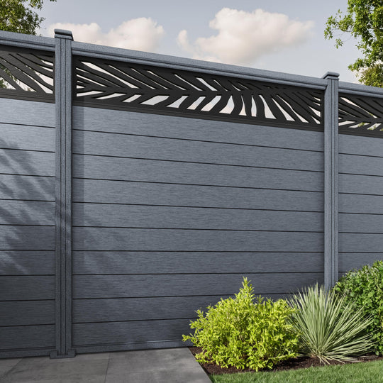 Fusion Palm Fence Panel - Anthracite - with our composite posts
