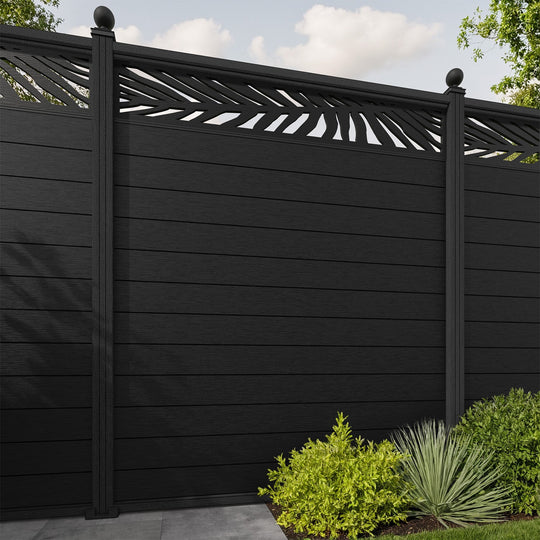 Fusion Palm Fence Panel - Black - with our composite posts