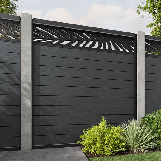 Fusion Palm Fence Panel - Dark Grey - for existing concrete posts