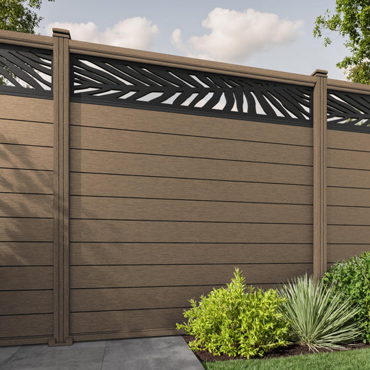 Fusion Palm Fence Panel - Teak - with our composite posts
