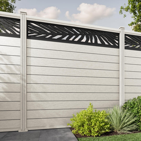 Fusion Palm Fence Panel - Light Stone - with our composite posts