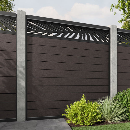 Fusion Palm Fence Panel - Mid Brown - for existing concrete posts