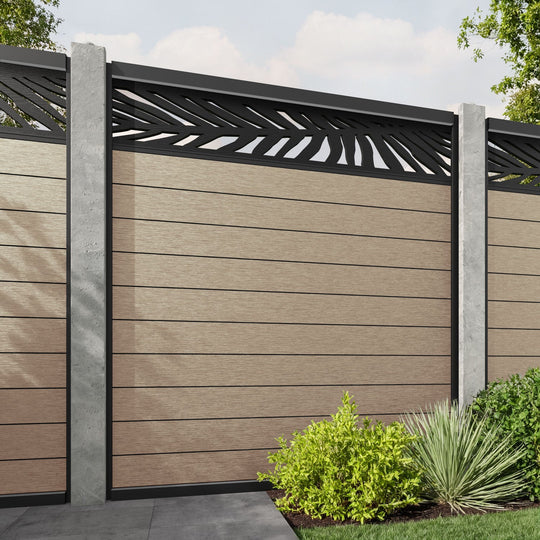Fusion Palm Fence Panel - Light Oak - for existing concrete posts