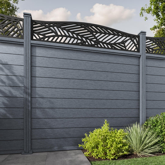 Fusion Habitat Curved Top Fence Panel - Anthracite - with our composite posts