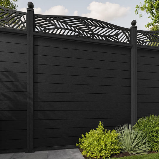 Fusion Habitat Curved Top Fence Panel - Black - with our composite posts