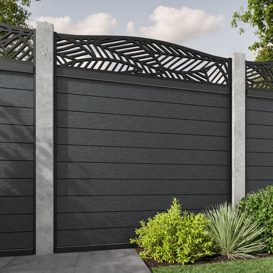 Fusion Habitat Curved Top Fence Panel - Dark Grey - for existing concrete posts