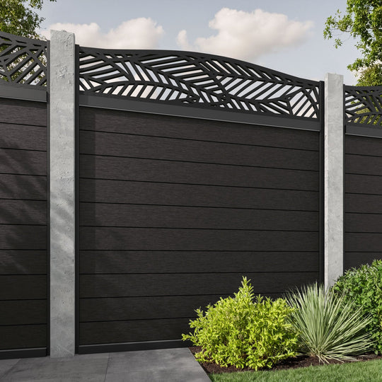 Fusion Habitat Curved Top Fence Panel - Dark Oak - for existing concrete posts