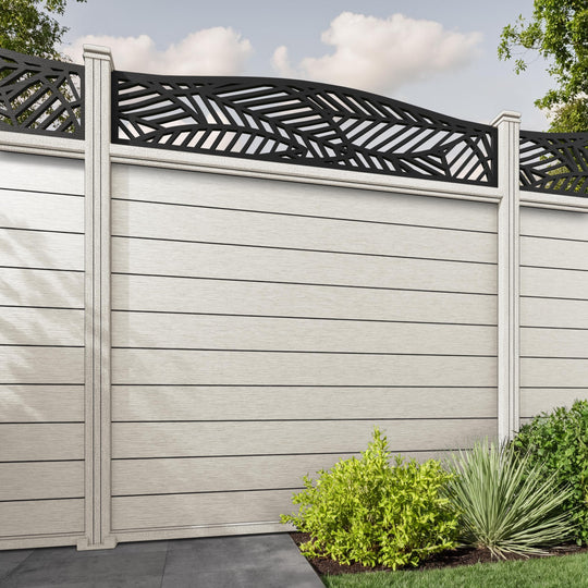 Fusion Habitat Curved Top Fence Panel - Light Stone - with our composite posts