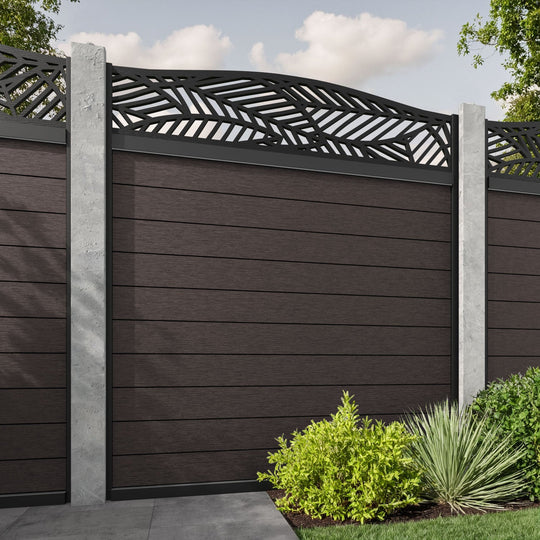 Fusion Habitat Curved Top Fence Panel - Mid Brown - for existing concrete posts