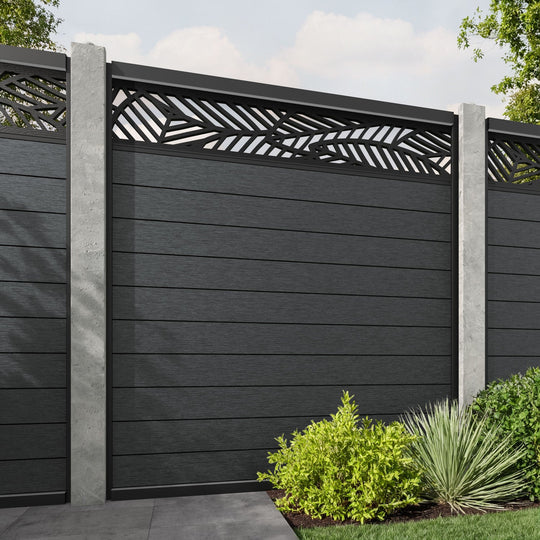 Fusion Habitat Fence Panel - Dark Grey - for existing concrete posts