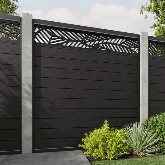 Fusion Habitat Fence Panel - Dark Oak - for existing concrete posts