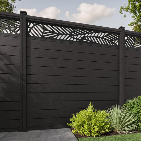 Fusion Habitat Fence Panel - Dark Oak - with our composite posts