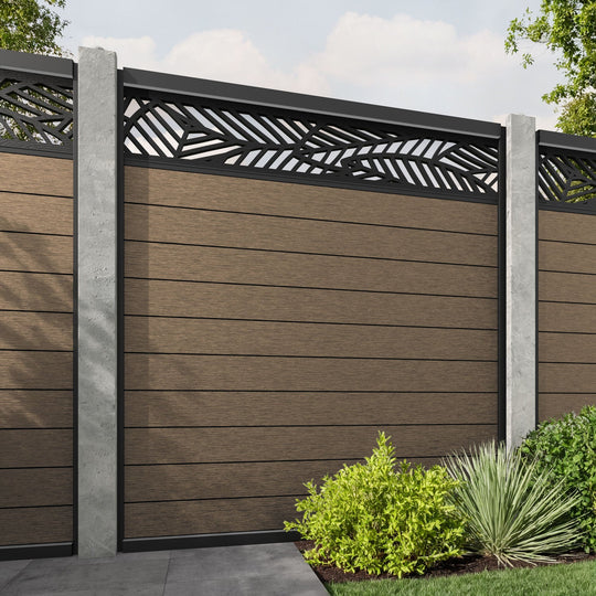 Fusion Habitat Fence Panel - Teak - for existing concrete posts