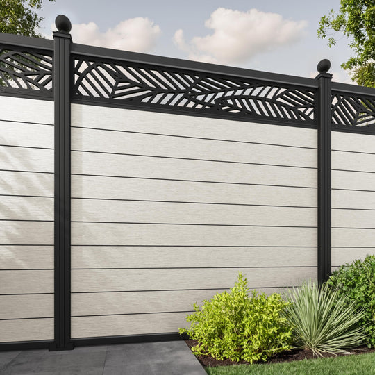 Fusion Habitat Fence Panel - Light Stone - with our aluminium posts