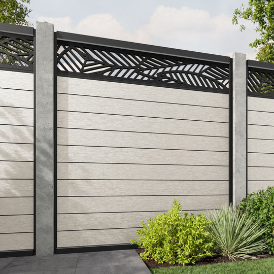 Fusion Habitat Fence Panel - Light Stone - for existing concrete posts