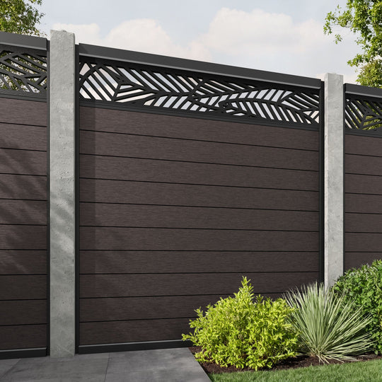 Fusion Habitat Fence Panel - Mid Brown - for existing concrete posts
