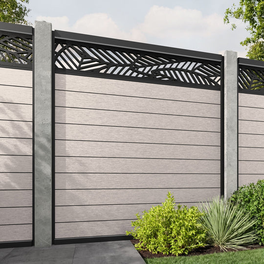 Fusion Habitat Fence Panel - Mid Stone - for existing concrete posts