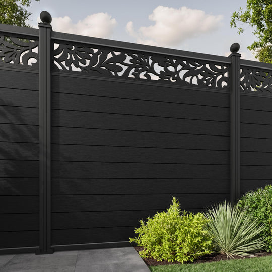 Fusion Heritage Fence Panel - Black - with our aluminium posts