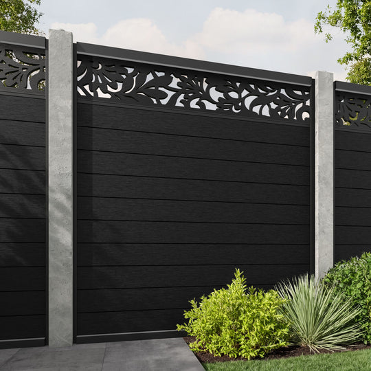 Fusion Heritage Fence Panel - Black - for existing concrete posts