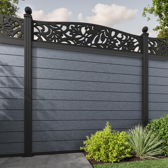 Fusion Heritage Curved Top Fence Panel - Anthracite - with our aluminium posts