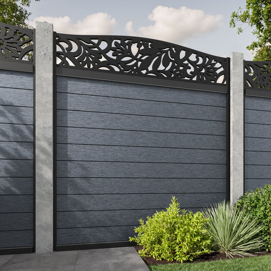 Fusion Heritage Curved Top Fence Panel - Anthracite - for existing concrete posts