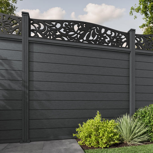 Fusion Heritage Curved Top Fence Panel - Dark Grey - with our composite posts