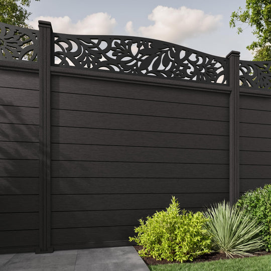 Fusion Heritage Curved Top Fence Panel - Dark Oak - with our composite posts