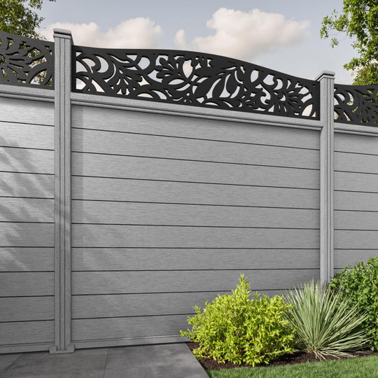 Fusion Heritage Curved Top Fence Panel - Light Grey - with our composite posts