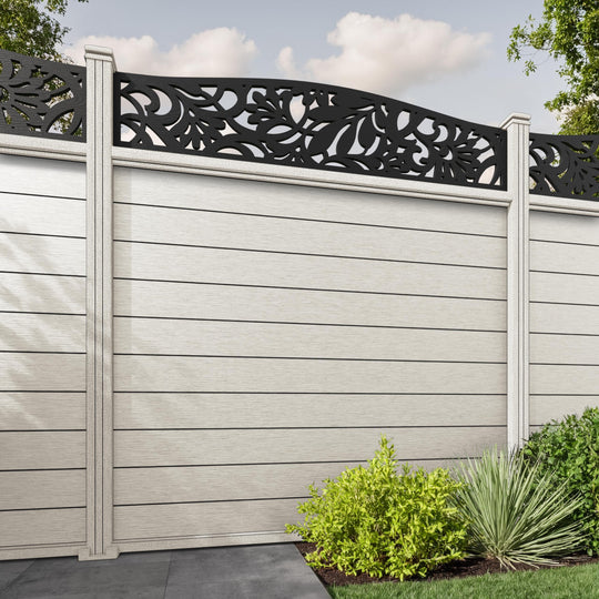 Fusion Heritage Curved Top Fence Panel - Light Stone - with our composite posts