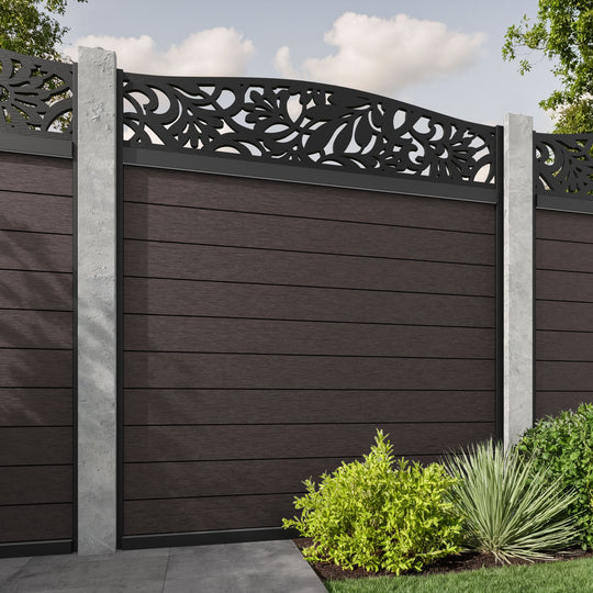 Fusion Heritage Curved Top Fence Panel - Mid Brown - for existing concrete posts