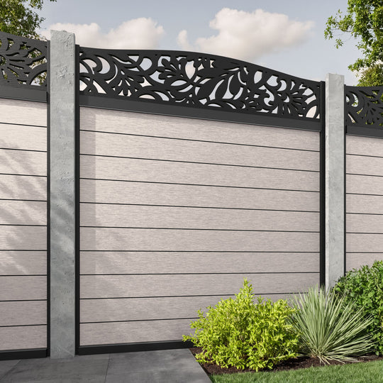 Fusion Heritage Curved Top Fence Panel - Mid Stone - for existing concrete posts