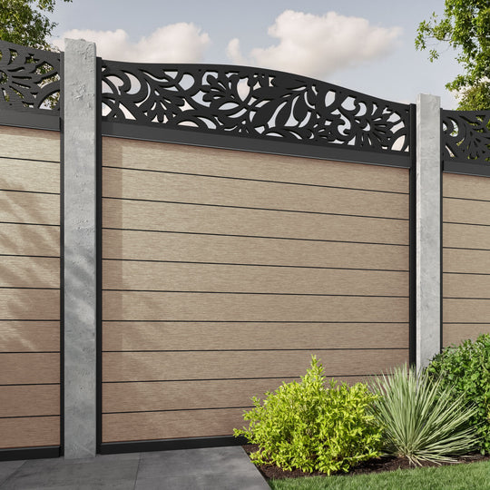 Fusion Heritage Curved Top Fence Panel - Light Oak - for existing concrete posts