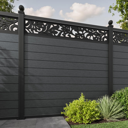 Fusion Heritage Fence Panel - Dark Grey - with our aluminium posts