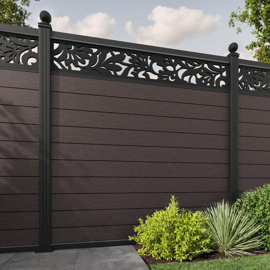 Fusion Heritage Fence Panel - Mid Brown - with our aluminium posts